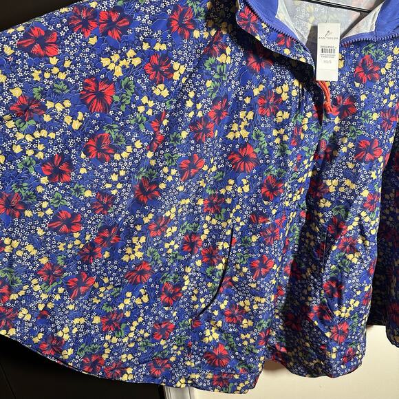 NEW Ann Taylor Floral Rain Poncho Blue Size XS/S - Picture 5 of 9